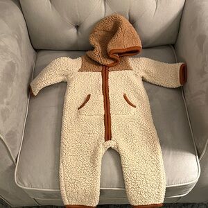Carter's Cream and Brown Sherpa Bodysuit